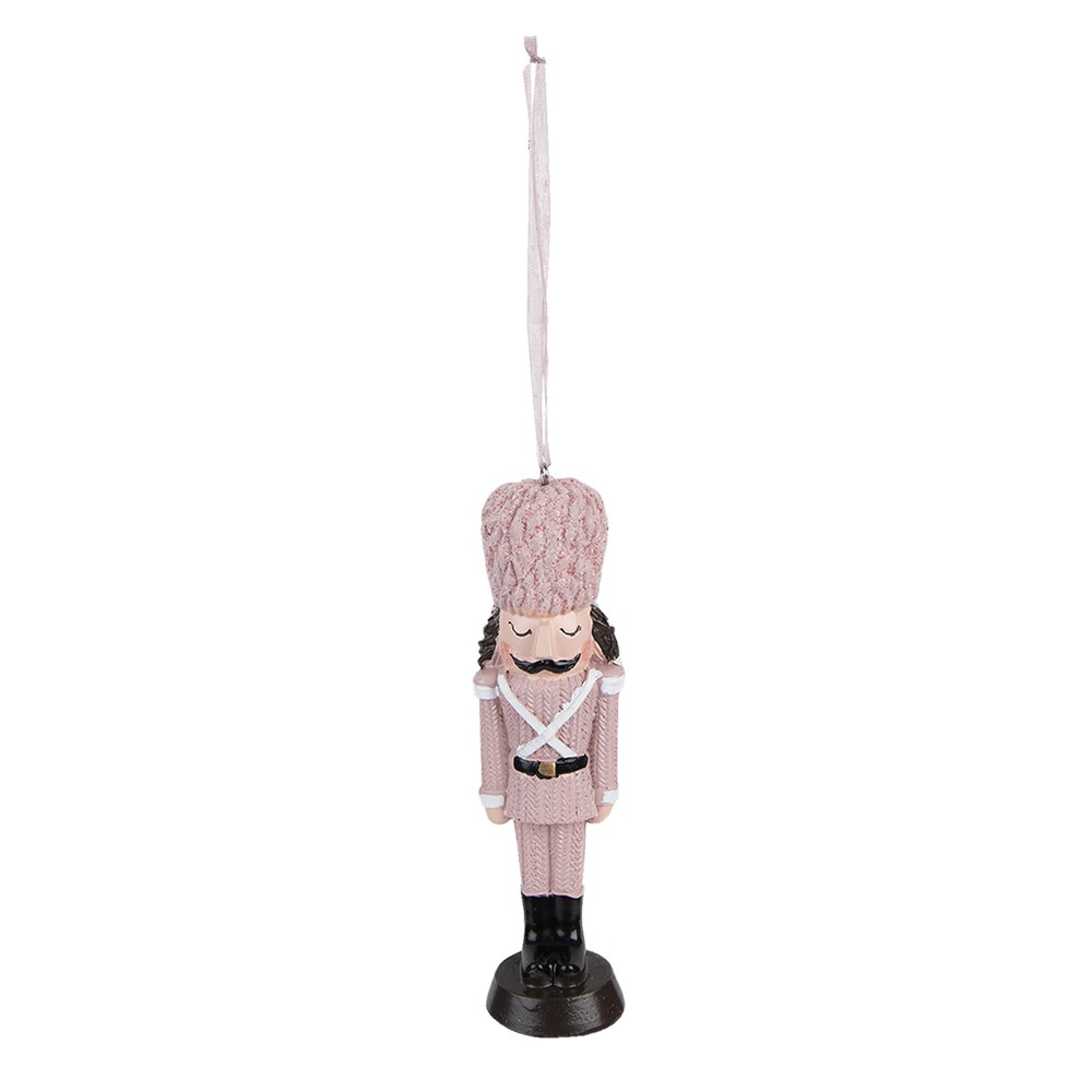 Růžová antik vánoční závěsná dekorace soška Louskáček - 4*3*13 cm