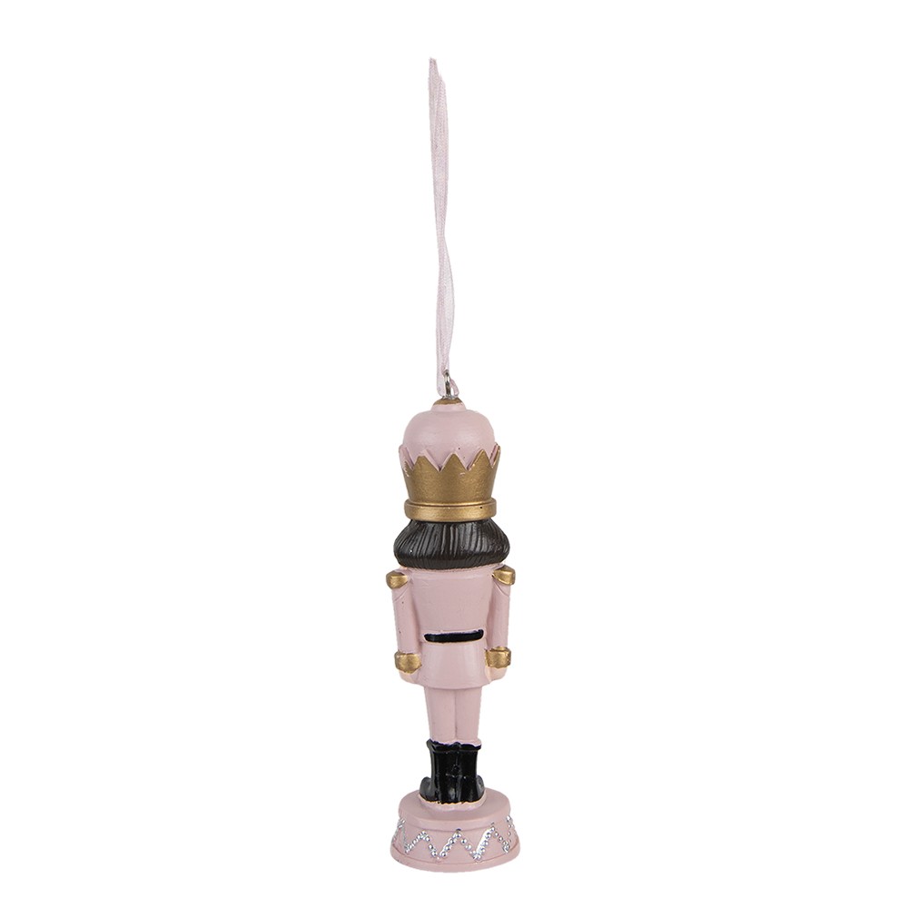 Růžová antik vánoční závěsná dekorace soška Louskáček - 3*3*12 cm