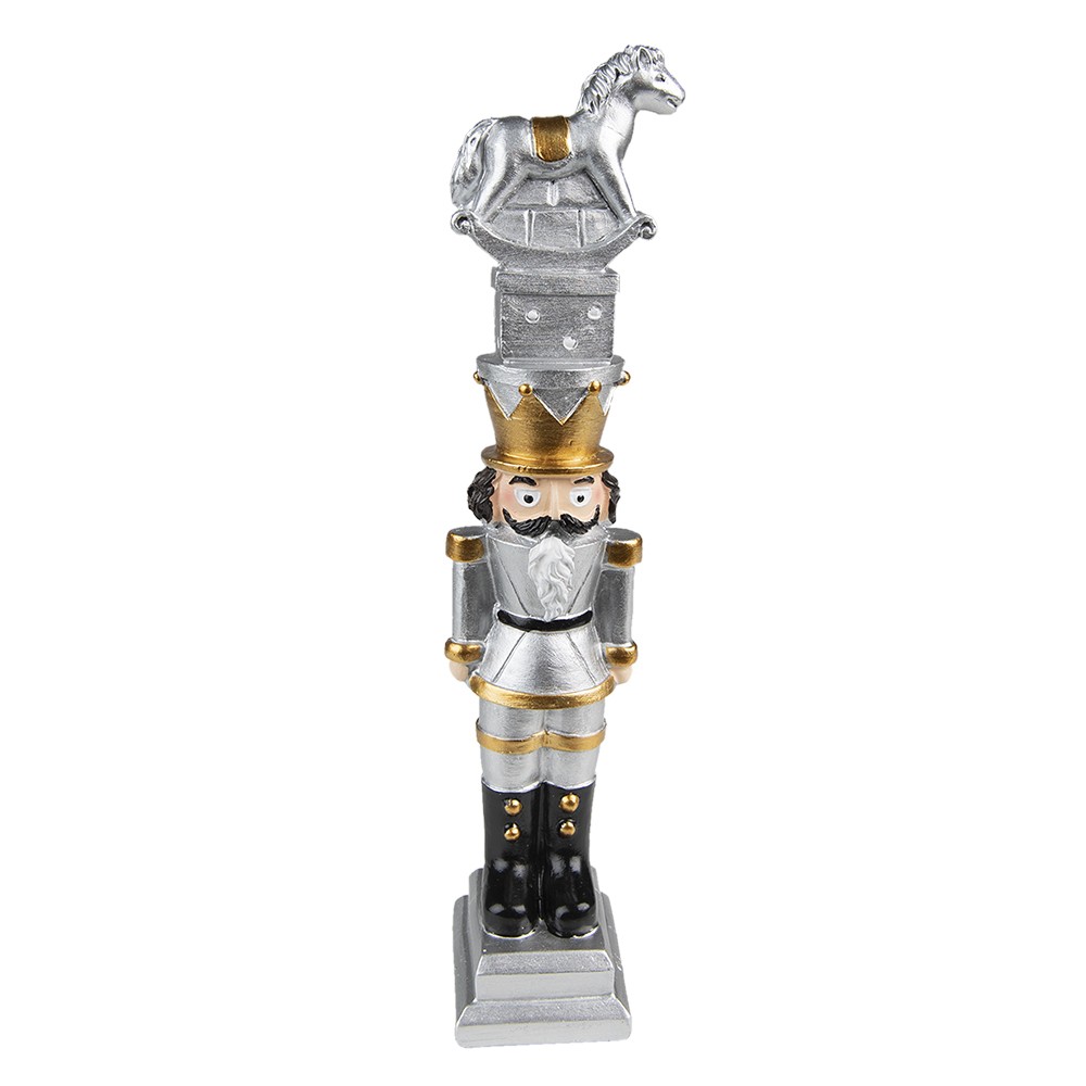 Vánoční dekorace stříbrný Louskáček - 6*5*23 cm