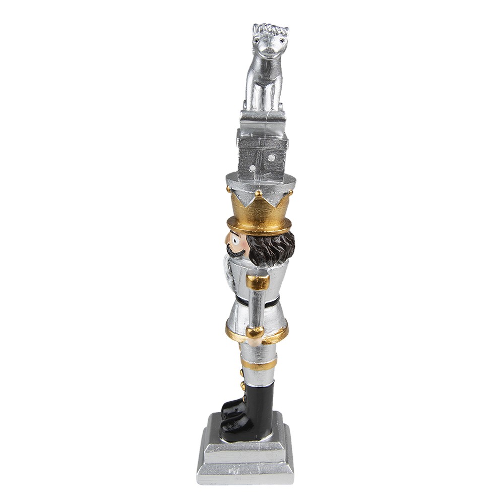 Vánoční dekorace stříbrný Louskáček - 6*5*23 cm