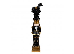 Černá vánoční dekorace Louskáček s koníkem - 6*5*23 cm