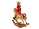Červeno-zlatá dekorace Louskáček na houpacím koni - 32*13*39 cm