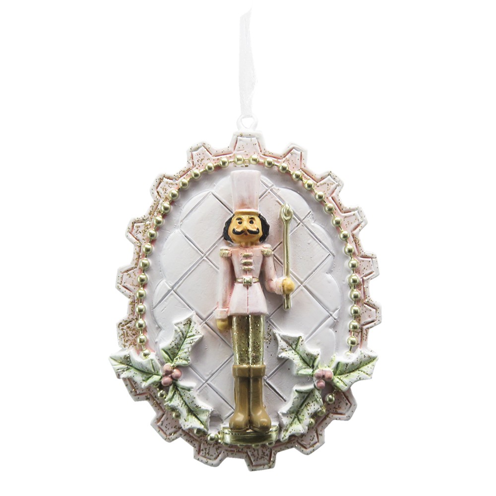 Bílá vánoční závěsná ozdoba Louskáček - 6*1*8 cm
