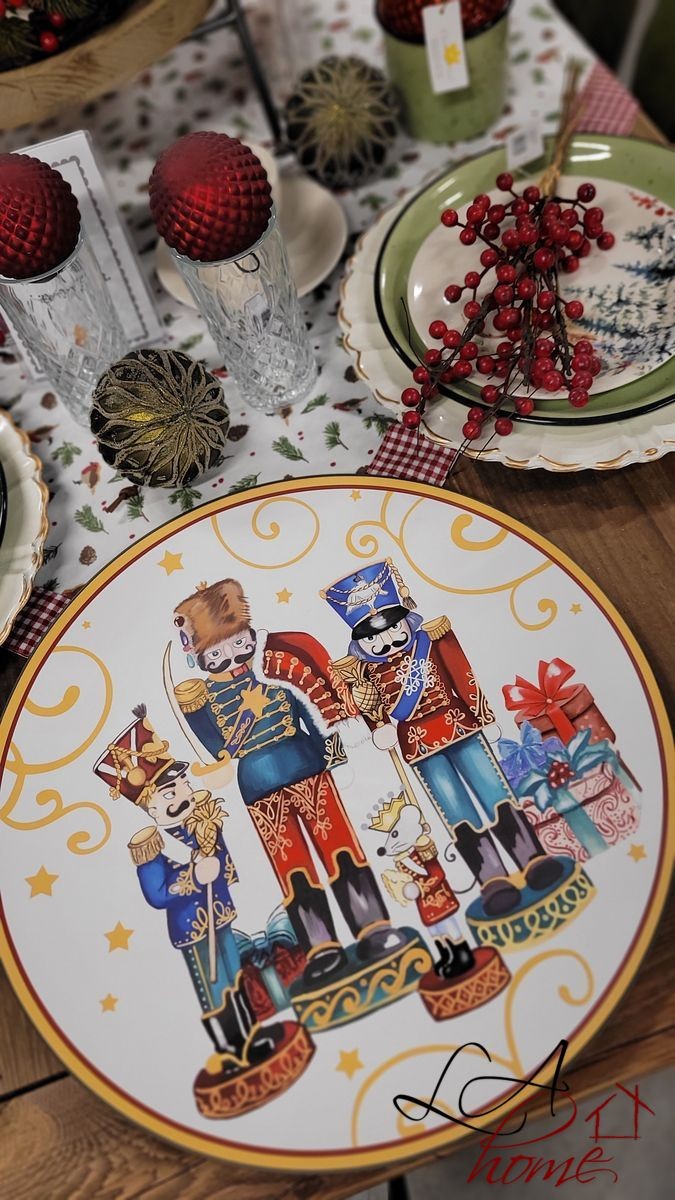 Plastový vánoční kulatý podnos/talíř s Louskáčky - Ø 40*1 cm