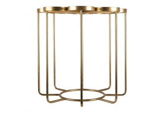 Zlatý kovový odkládací stolek Flower s deskou ve tvaru květu - Ø 62*61 cm