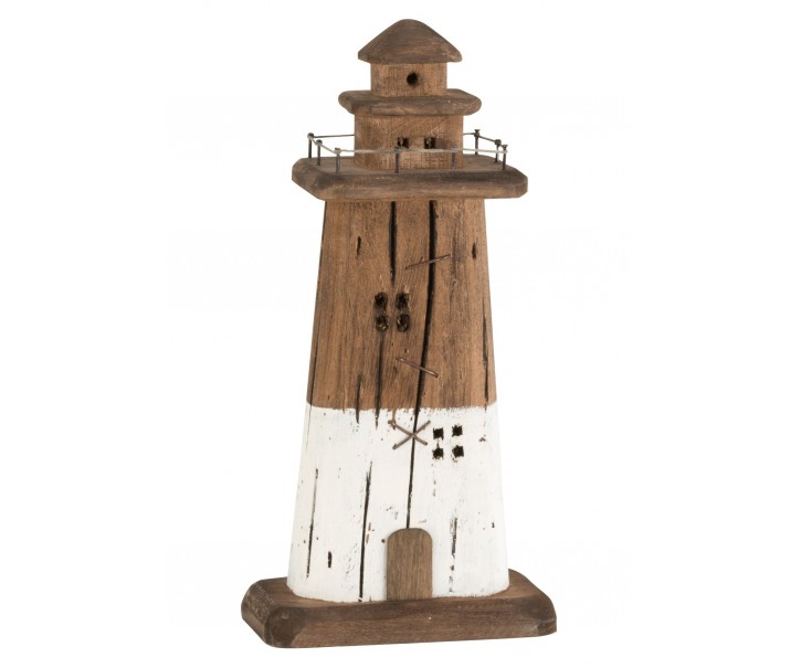 Dřevěná dekorace maják Lighthouse Paulownia - 16*9*33 cm J-Line by Jolipa