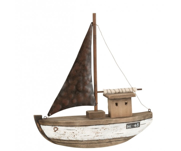 Dřevěná dekorace přírodní loďka Boat M - 28*7*31 cm