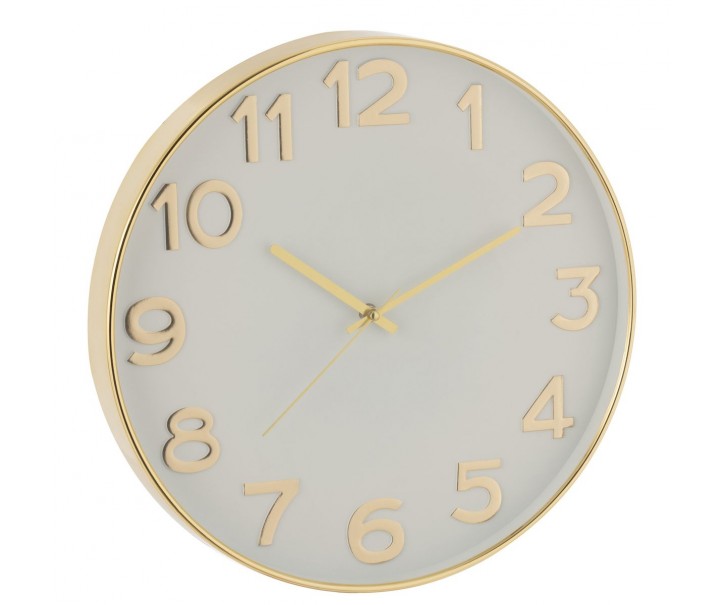 Bílo-zlaté plastové hodiny se zlatými čísly Damio - Ø 39*4cm