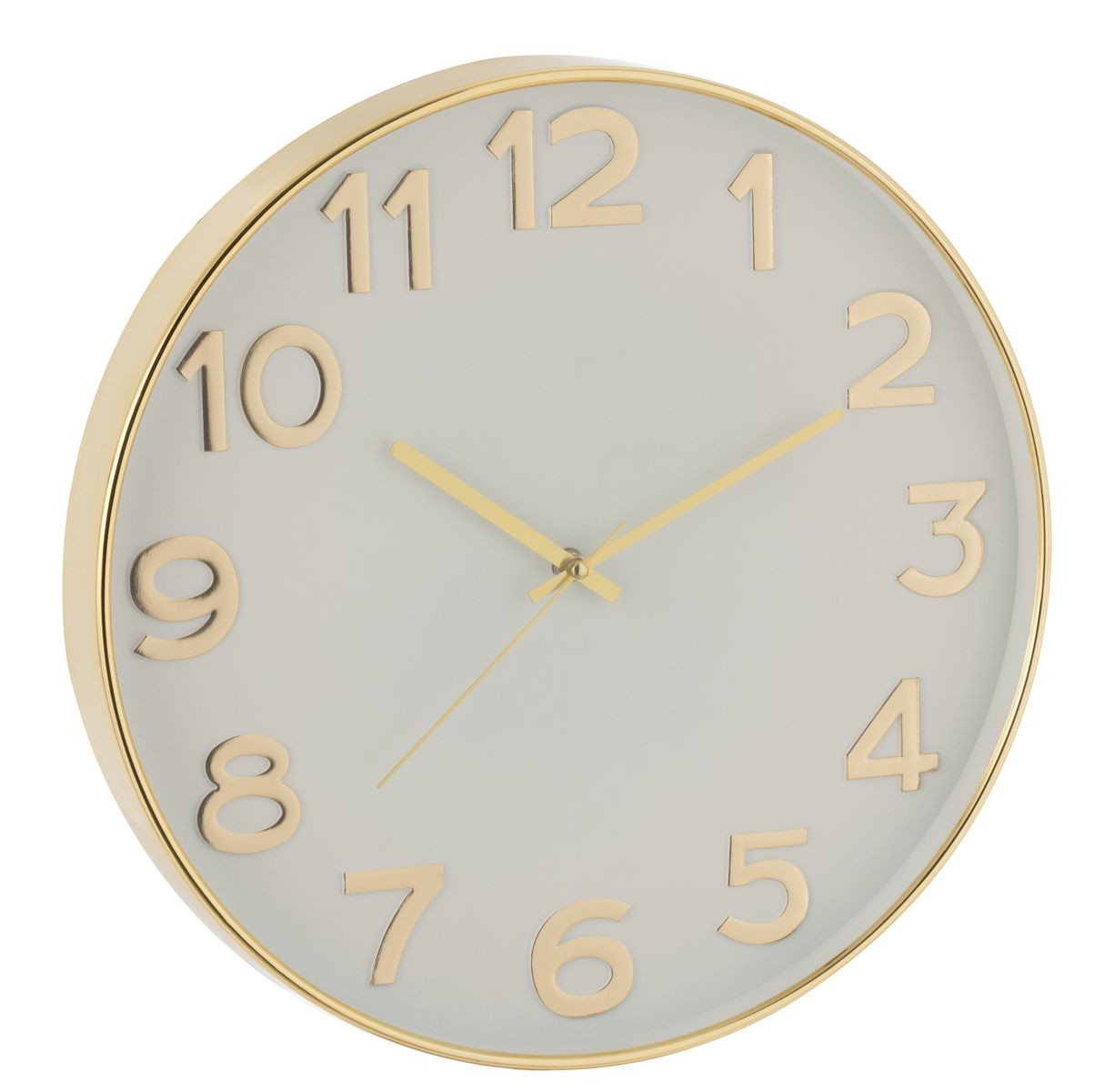 Bílo-zlaté plastové hodiny se zlatými čísly Damio - Ø 39*4cm J-Line by Jolipa