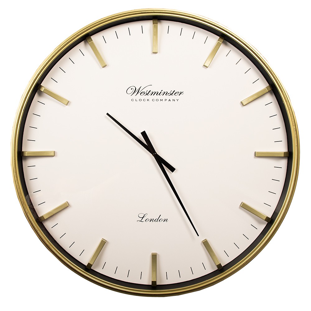 Béžovo - zlaté nástěnné hodiny Milli - Ø 76*6 cm / 1*AA Clayre & Eef