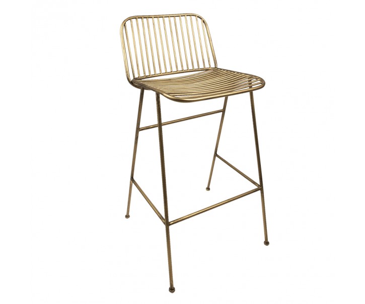 Bronzová antik kovová barová židle Vineo - 46*45*91 cm