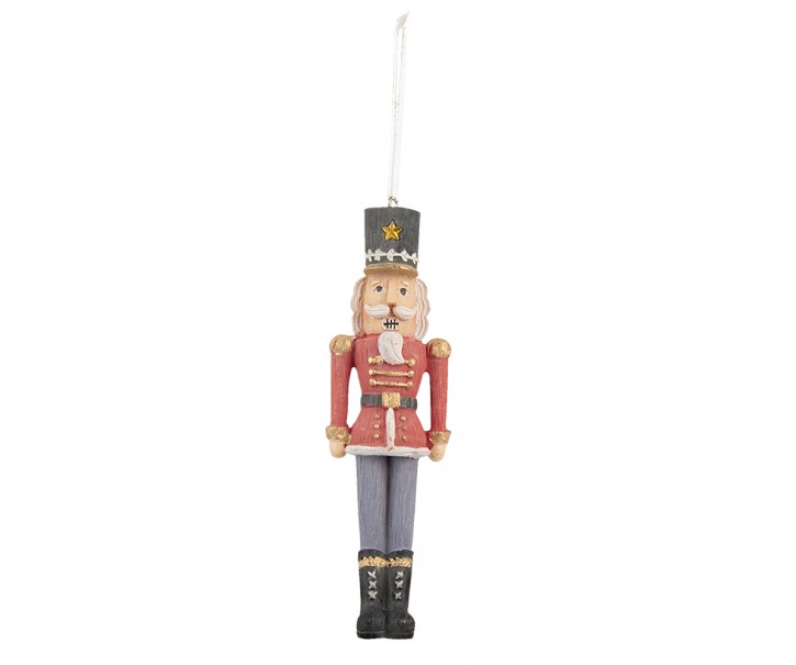 Červeno-modrá vánoční závěsná ozdoba Louskáček - 4*3*13 cm