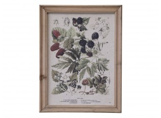 Vintage obraz s motivem lesních plodů v dřevěném rámu - 33*43 cm