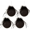 4ks černá vánoční ozdoba koule s peříčky a flitry - Ø 8 cm Barva: černáMateriál: skloHmotnost: 0,12 kg