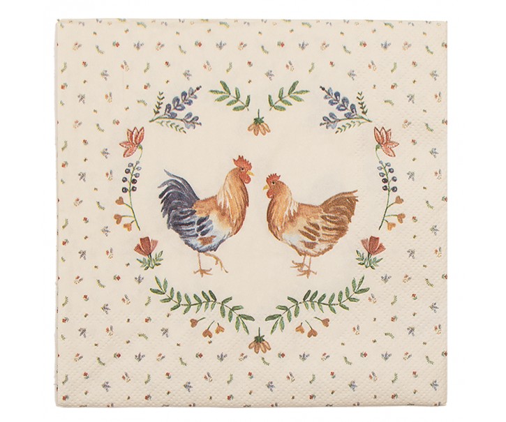 Papírové ubrousky Chicken and Rooster - 33*33 cm (20ks)