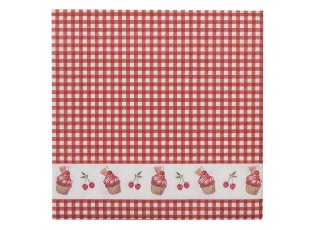 Červené kárované papírové ubrousky s dortíčky Cherry Cupcake - 33*33 cm (20ks)