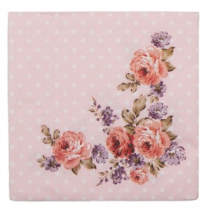 Růžové papírové ubrousky s růžemi Dotty Rose I - 33*33 cm (20ks)