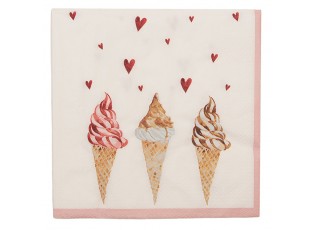 Béžové papírové ubrousky se zmrzlinou Frosty And Sweet  - 33*33 cm (20ks)