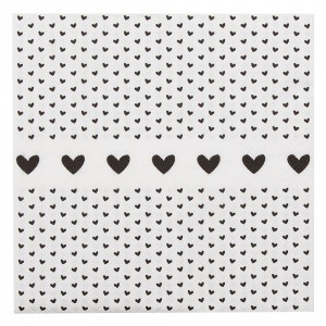 Papírové ubrousky se srdíčky Love Birds - 33*33 cm (20ks)