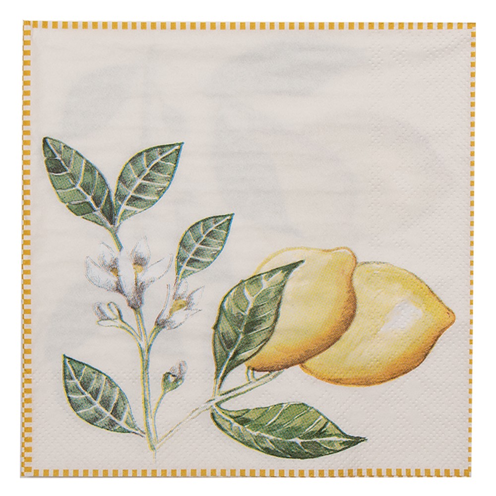 Levně Papírové ubrousky s citróny Lemons & Leafs - 33*33 cm (20ks) LEL73
