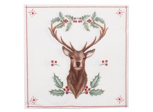 Papírové ubrousky s jelenem a cesmínou Holly Christmas - 33*33 cm (20ks)