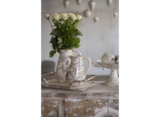 Keramický dekorační džbán se šedými květy Mell French S - 16*12*22 cm