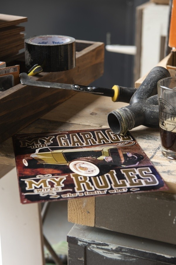 Nástěnná kovová cedule My Garage My Rules - 25*20 cm