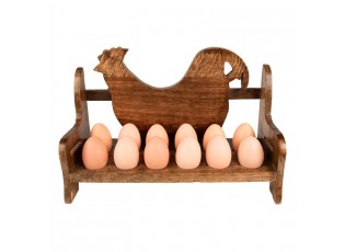 Dřevěný držák na 12 vajec s dekorem slepičky - 32*13*19 cm