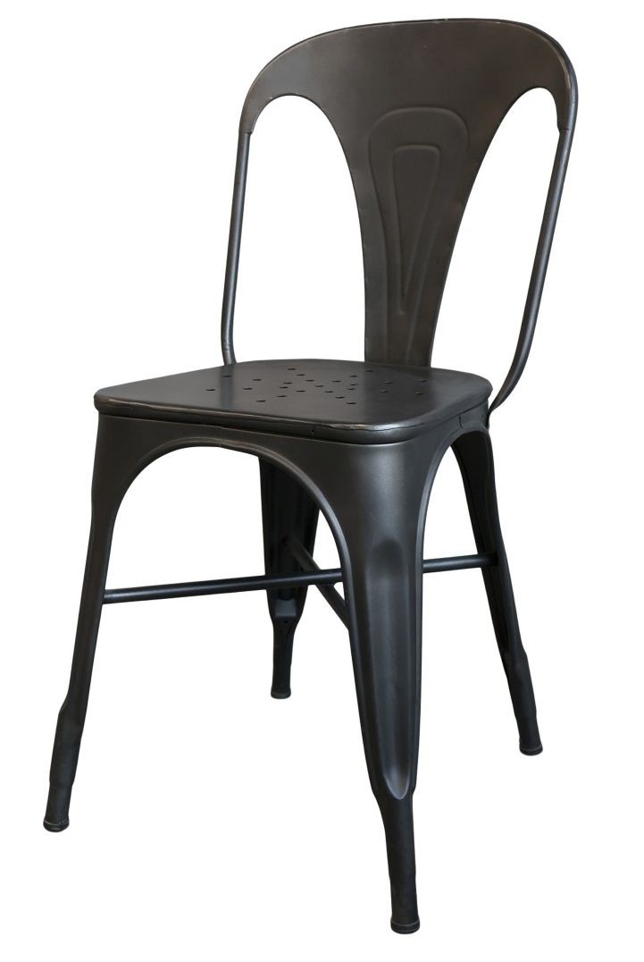 Černá antik kovová židle Factory Chair - 37*36*86cm Chic Antique