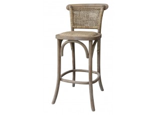 Přírodní ratanová barová židle s výpletem Old French chair - 43*51*103 cm 