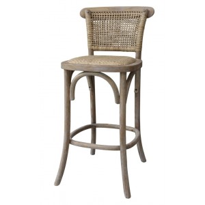 Přírodní ratanová barová židle s výpletem Old French chair - 43*51*103 cm 