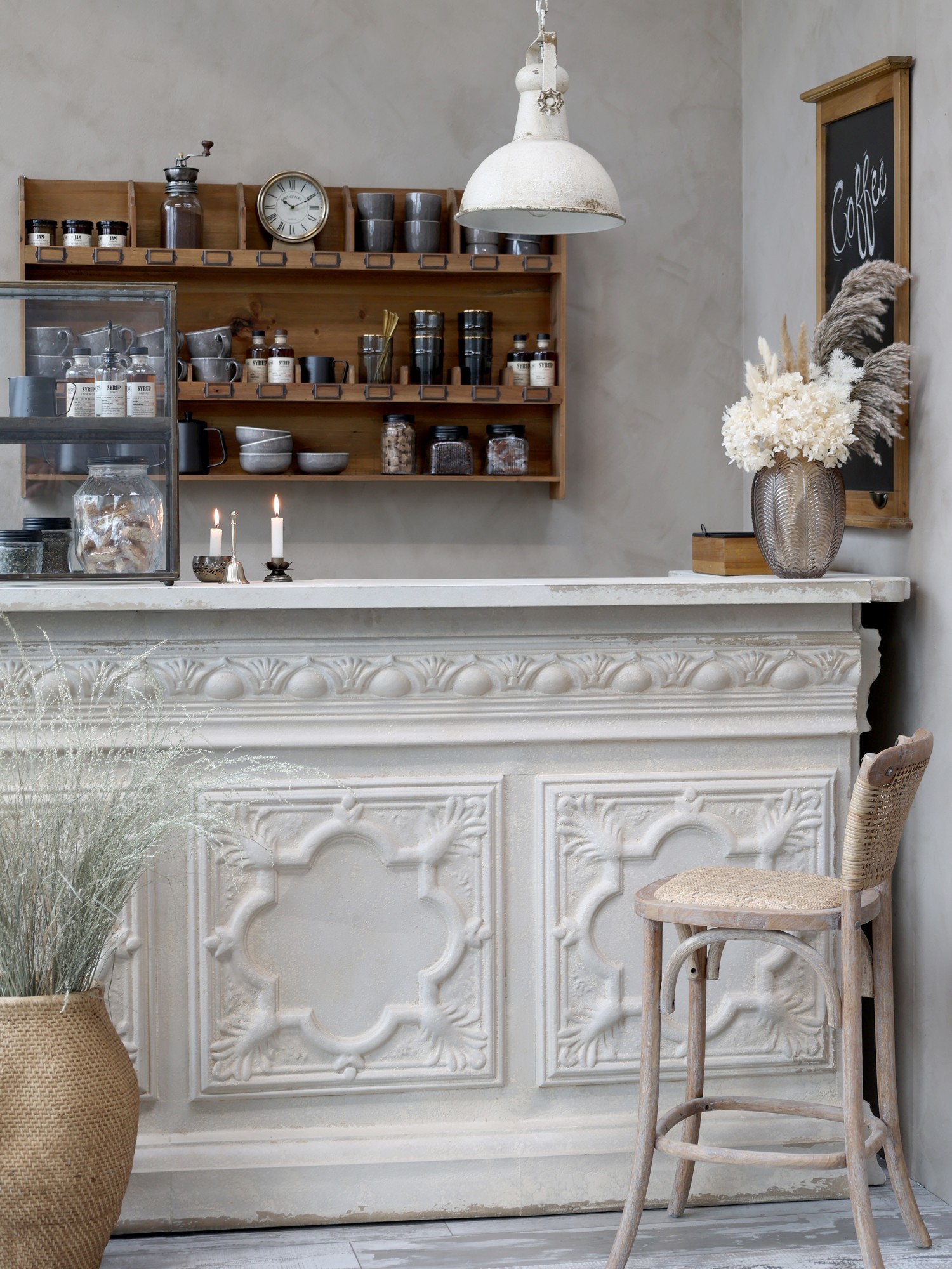 Přírodní ratanová barová židle s výpletem Old French chair - 43*51*103 cm 