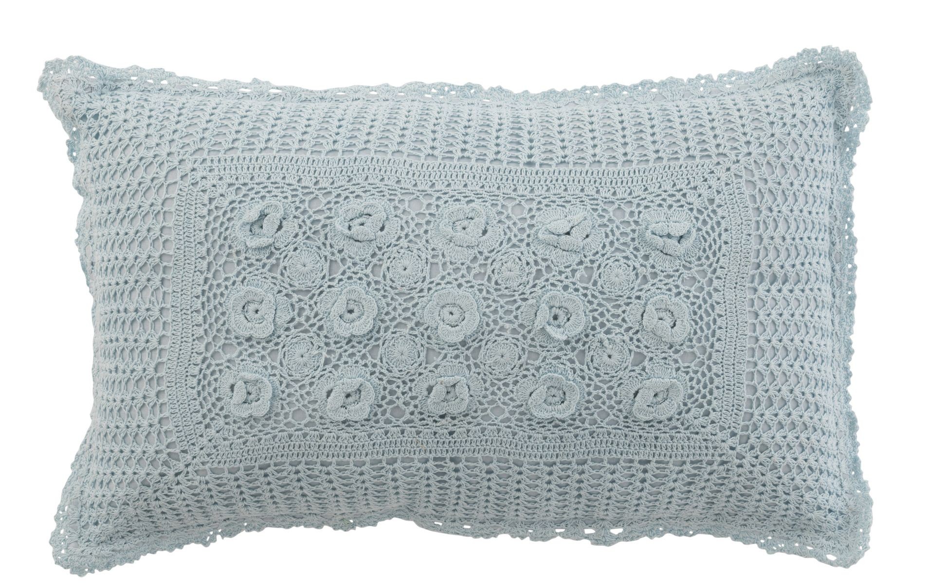 Pomněnkový bavlněný polštář s krajkou Lace blue - 50*10*30cm