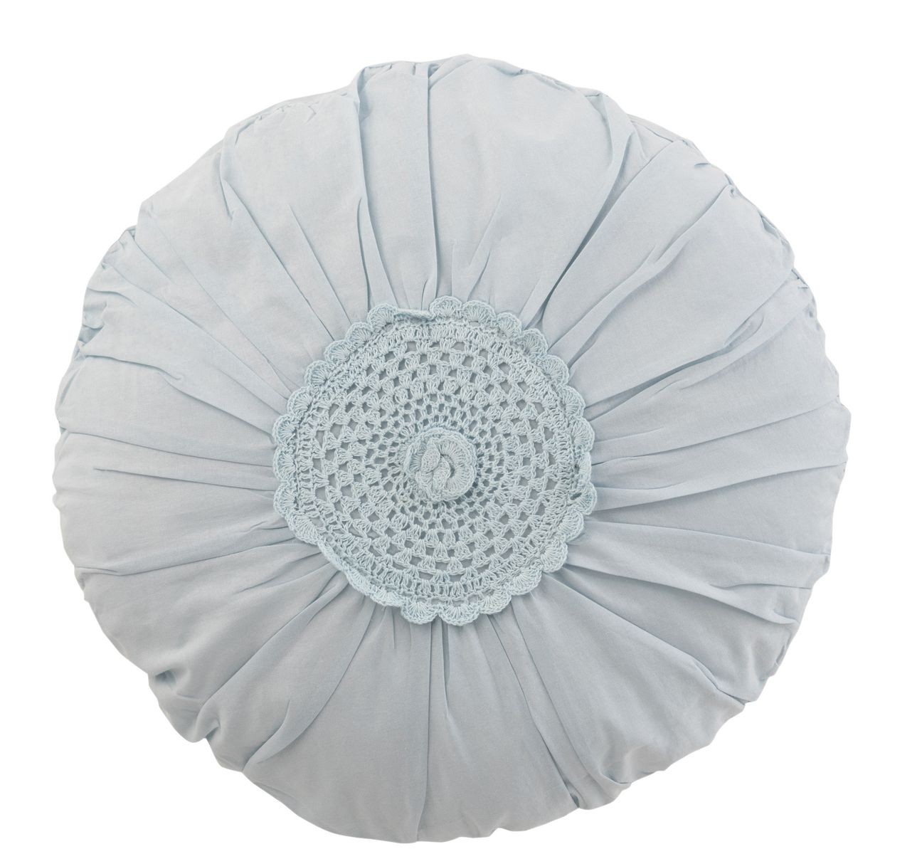 Pomněnkový kulatý bavlněný polštář s krajkou Lace blue - Ø 40*11cm