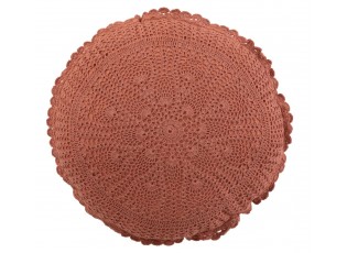 Hnědý kulatý bavlněný polštář s krajkou Lace brown - Ø 38*12cm