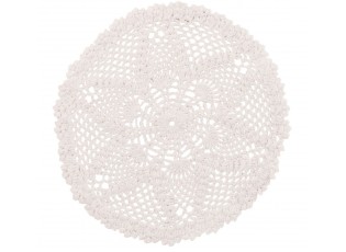 Bílé bavlněné kulaté prostírání krajka Lace white - Ø 32*0,5cm