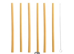 Set 6ks bambusová brčka se štětečkem - Ø1*20cm