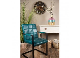 Tyrkysová kožená jídelní židle s područkami Finnio - 51*62*89 cm