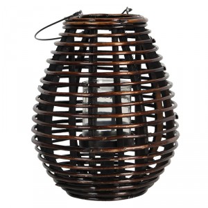 Hnědá dřevěná závěsná lucerna Eudo – Ø 29*35 cm