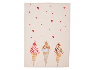 Béžová bavlněná utěrka se zmrzlinou Frosty And Sweet - 50*70 cm