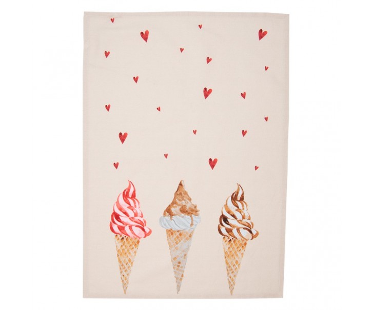 Béžová bavlněná utěrka se zmrzlinou Frosty And Sweet - 50*70 cm