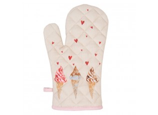 Béžová bavlněná dětská chňapka - rukavice se zmrzlinou Frosty And Sweet - 12*21 cm