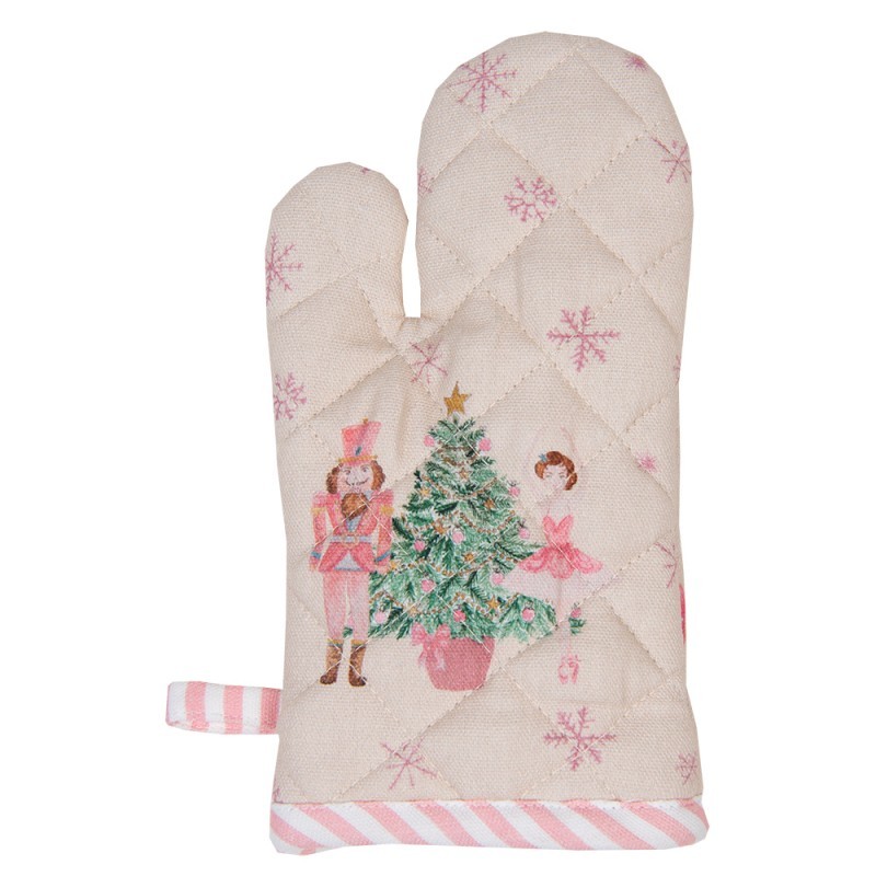 Béžová dětská chňapka - rukavice s Louskáčkem a baletkou Pastel Nutcracker - 12*21 cm Clayre & Eef