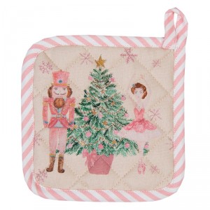 Béžová dětská chňapka - podložka s Louskáčkem a baletkou Pastel Nutcracker - 16*16 cm