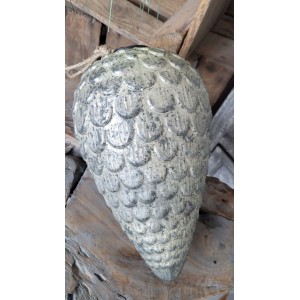 Šedo-stříbrná antik skleněná vánoční ozdoba ve tvaru šišky XL - Ø 15*25 cm