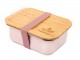 Růžový nerezový svačinový box s bambusovým víčkem - 800ml/ 17*12,5*6,5cm