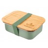 Zelený nerezový svačinový box s bambusovým víčkem - 1200ml/ 20*15*6,5cm Barva: zelená, hnědá přírodníMaterál: nerezová ocel, bambus
