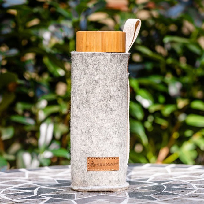 Šedý filcový obal na skleněnou láhev - Ø 7*21cm / 450ml a 650ml 