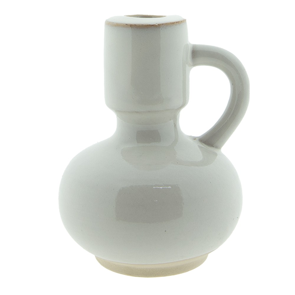 Béžový porcelánový svícen na úzkou svíčku Chrie - 12*10*14 cm Clayre & Eef