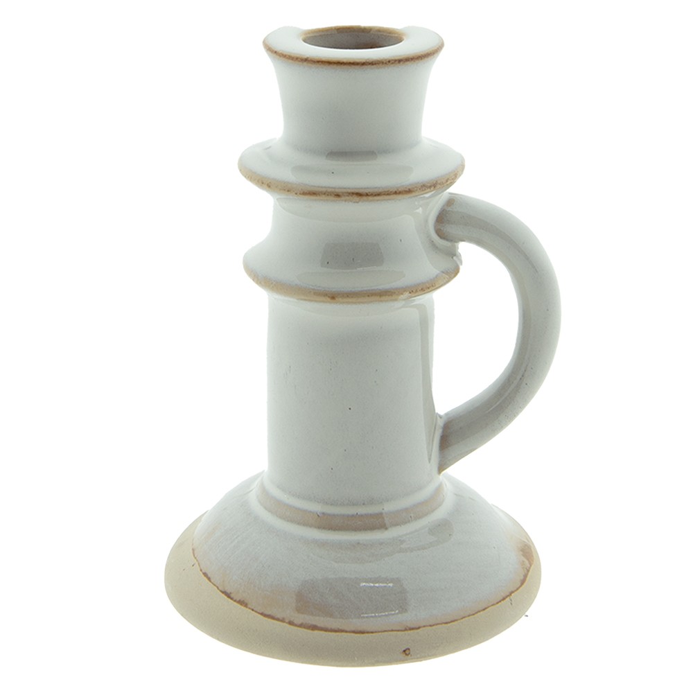 Béžový porcelánový svícen na úzkou svíčku Chrie - Ø10*14 cm Clayre & Eef
